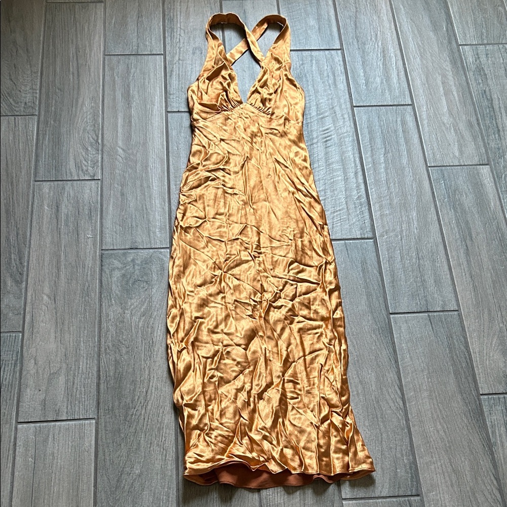 Shona Joy Gold Backless Dress